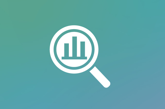Icon of magnifying glass with colorful background