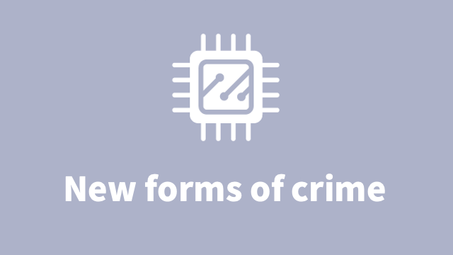 Icon eines Chips mit Text "New forms of crime"
