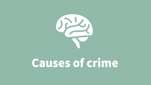 Icon Gehirn mit Text "Causes of crime"